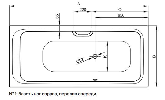 Прямоугольная стальная ванна Bette Select с боковым переливом 3421 170х70 ФОТО