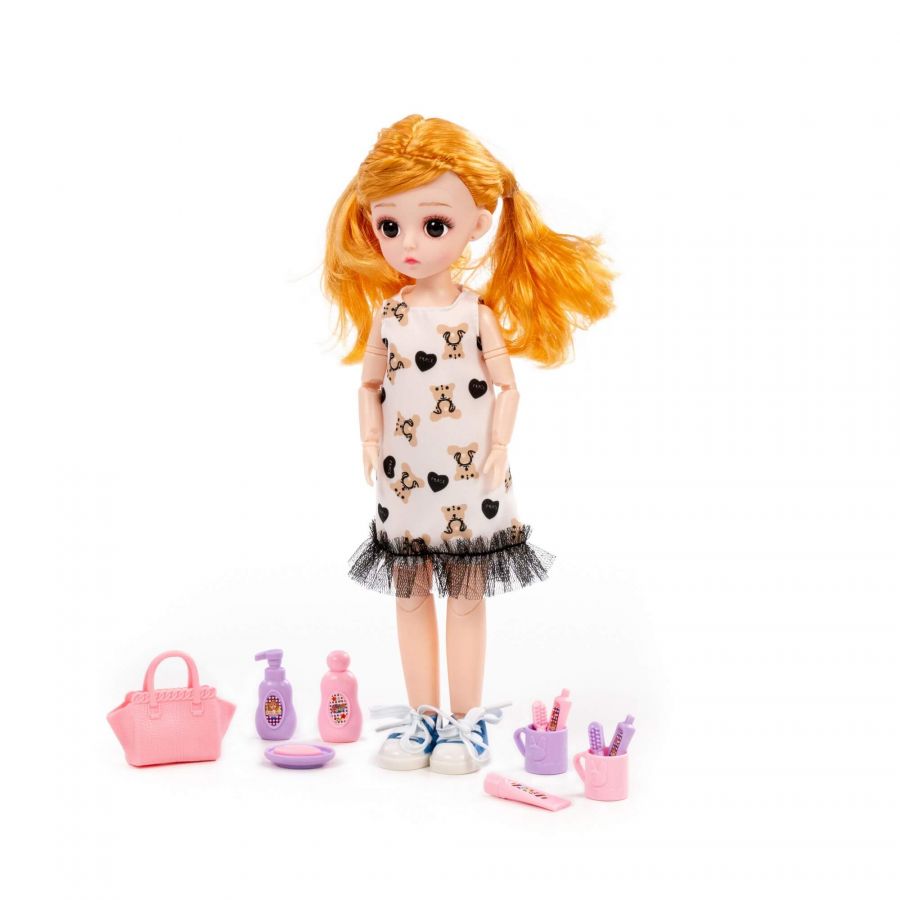 Кукла "Даша" (29 см) в платье + аксессуары (12 элементов) (в коробке №2)