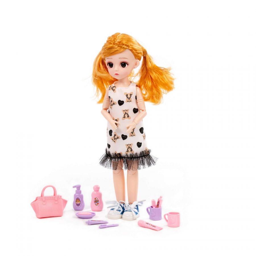Кукла "Даша" (29 см) в платье + аксессуары (12 элементов) (в коробке №2)