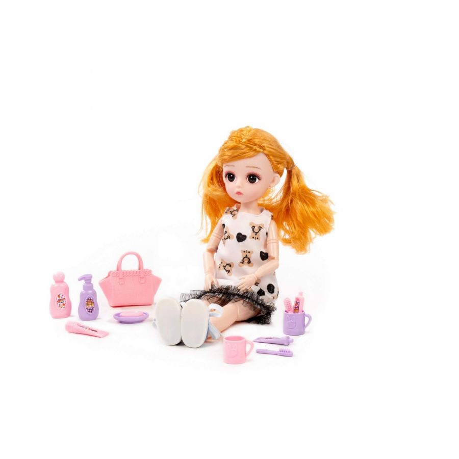Кукла "Даша" (29 см) в платье + аксессуары (12 элементов) (в коробке №2)