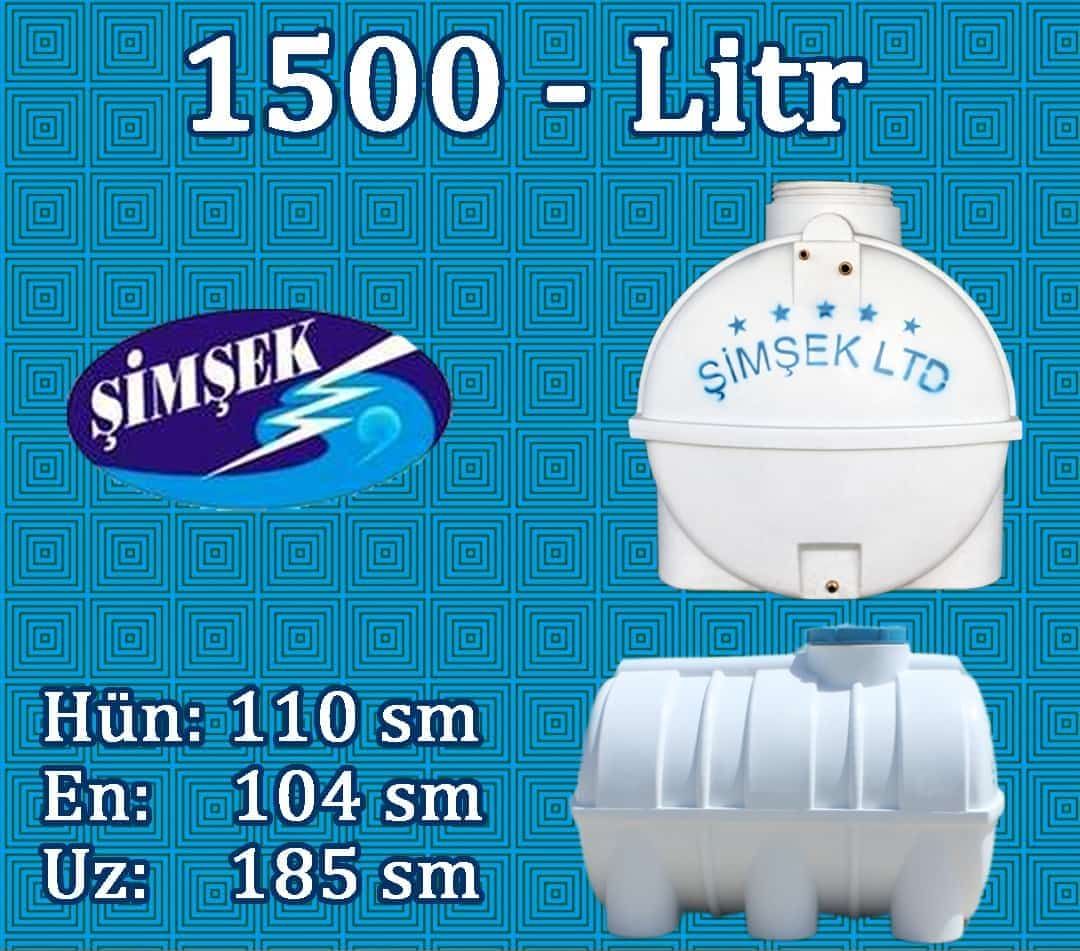 Polietilen Yumru Su Çəni Şimşek 1500 lt SY-1500-110