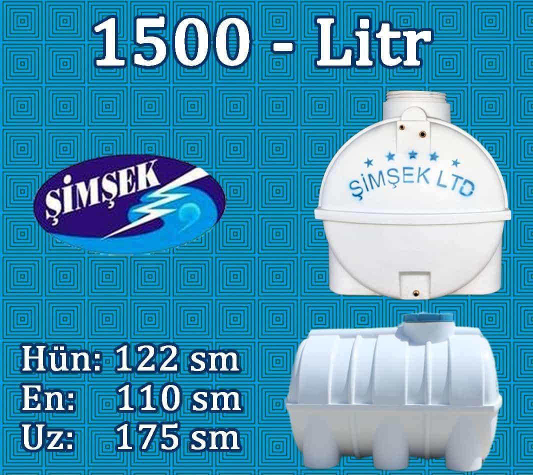 Polietilen Yumru Su Çəni Şimşek 1500 lt SY-1500-122