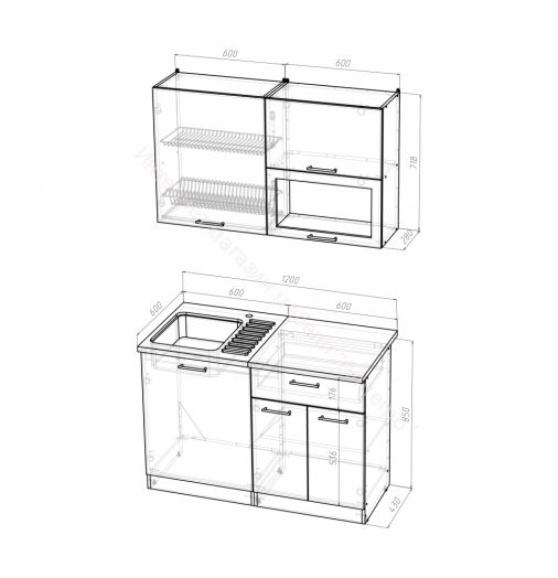 Кухонный гарнитур Лоретта лайт 1200 мм