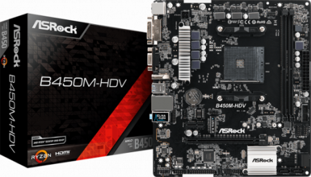 Материнская плата AM4 ASrock B450M-HDV R4.0