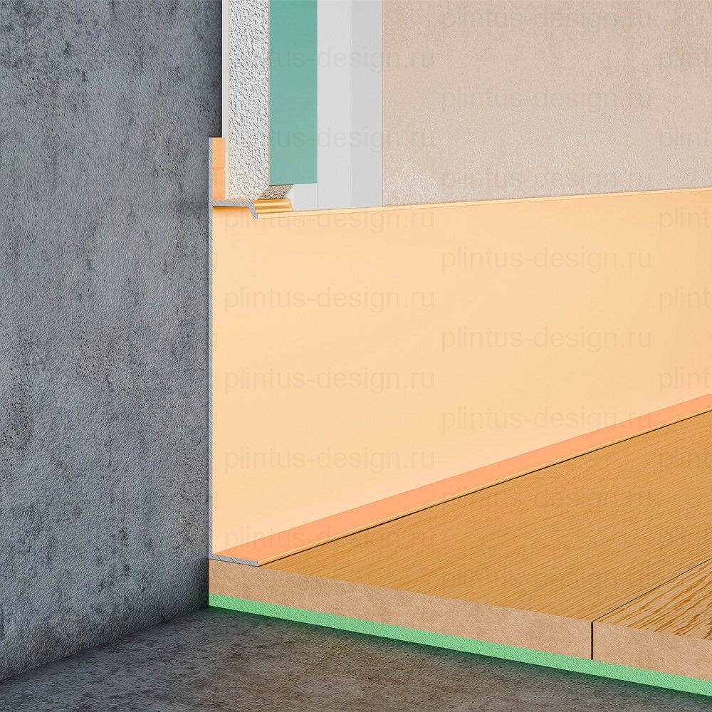 Плинтус скрытого монтажа Pro Design Universal 235 золотой