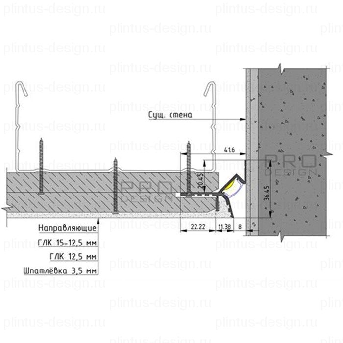 Pro Design Gipps 594 теневой потолочный профиль Чёрный
