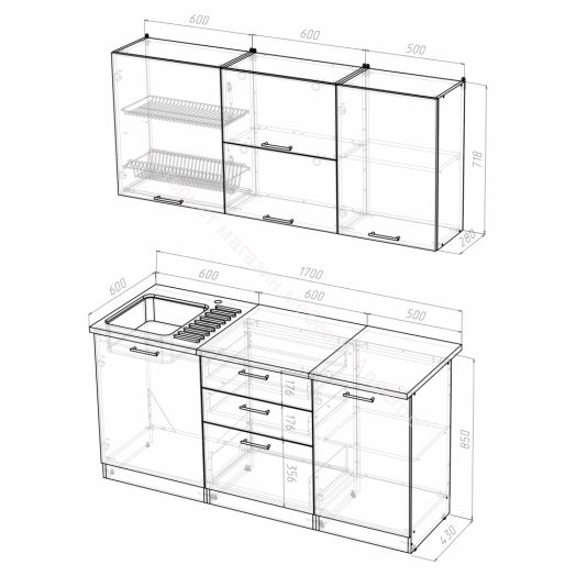 Кухонный гарнитур Лира экстра 1700 мм