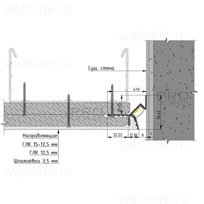 Pro Design Gipps 594 теневой потолочный профиль Чёрный
