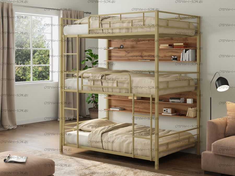 Трехярусная кровать Эверест 120 полки