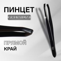 Пинцет «Premium» прямой, узкий, 9 ? 0,6 см, на блистере, цвет чёрный