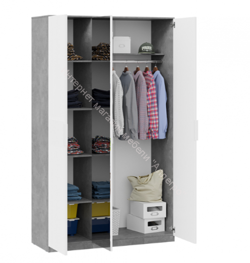 Шкаф комбинированный "Хилтон" 402.003.000 Ателье светлый/Белый матовый