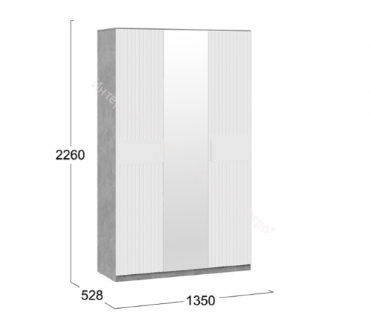 Шкаф комбинированный "Хилтон" 402.003.000 Ателье светлый/Белый матовый
