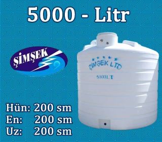 Su bakı 5000 litr Şimşek - 5 tonluq su çəni h=200