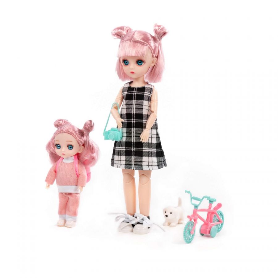 Кукла "Даша" (29 см) + кукла "Маша" (16 см) в парке + аксессуары (4 элемента) (в коробке №3)