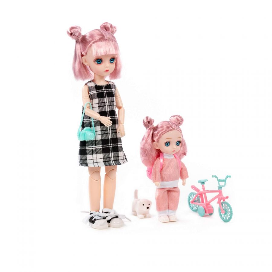 Кукла "Даша" (29 см) + кукла "Маша" (16 см) в парке + аксессуары (4 элемента) (в коробке №3)