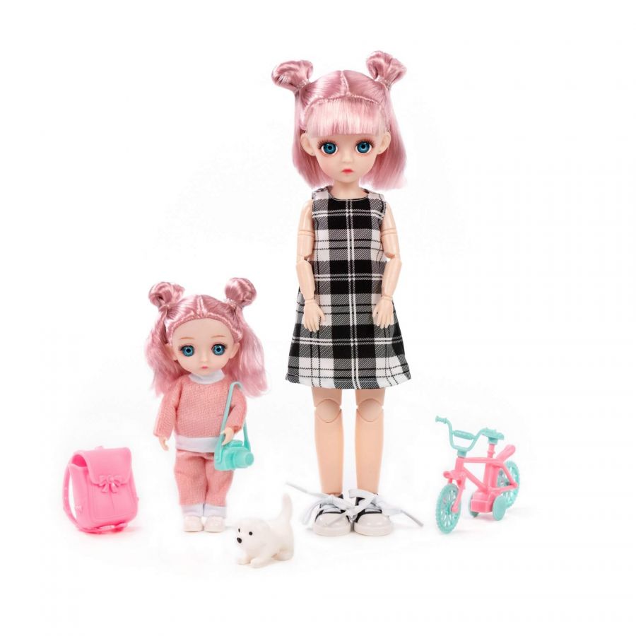 Кукла "Даша" (29 см) + кукла "Маша" (16 см) в парке + аксессуары (4 элемента) (в коробке №3)