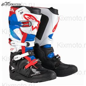 Ботинки Alpinestars Tech 7 Enduro Drystar Honda S23, Черно-бело-сине-красные