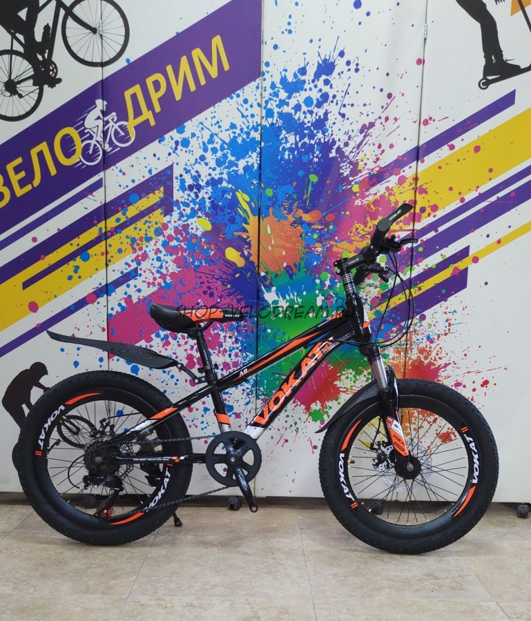 Велосипед 20" усиленный обод скоростной спицы Vokat next детский черно оранжевый