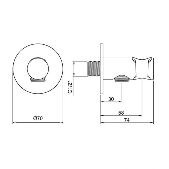 Подключение для душевого шланга ALMAR ROUND E095037 ФОТО