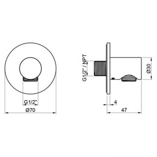 Подключение для душевого шланга ALMAR ROUND E095033.316 ФОТО