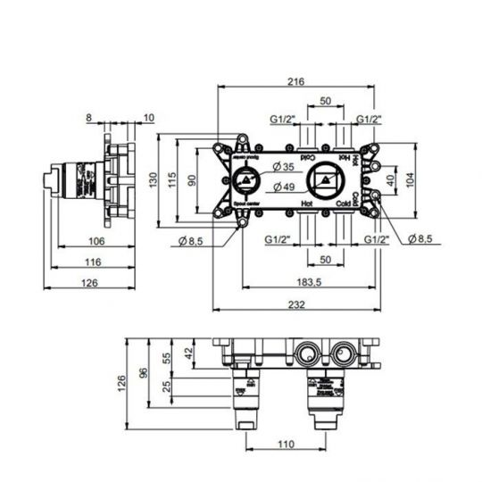 Скрытая часть смесителя ALMAR High Flow E134003 ФОТО