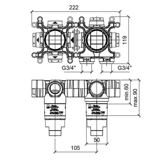 Скрытая часть смесителя ALMAR Modular E186901 ФОТО