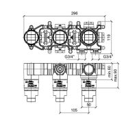 Скрытая часть смесителя Almar Modulaк на 2 потребителя схема 2