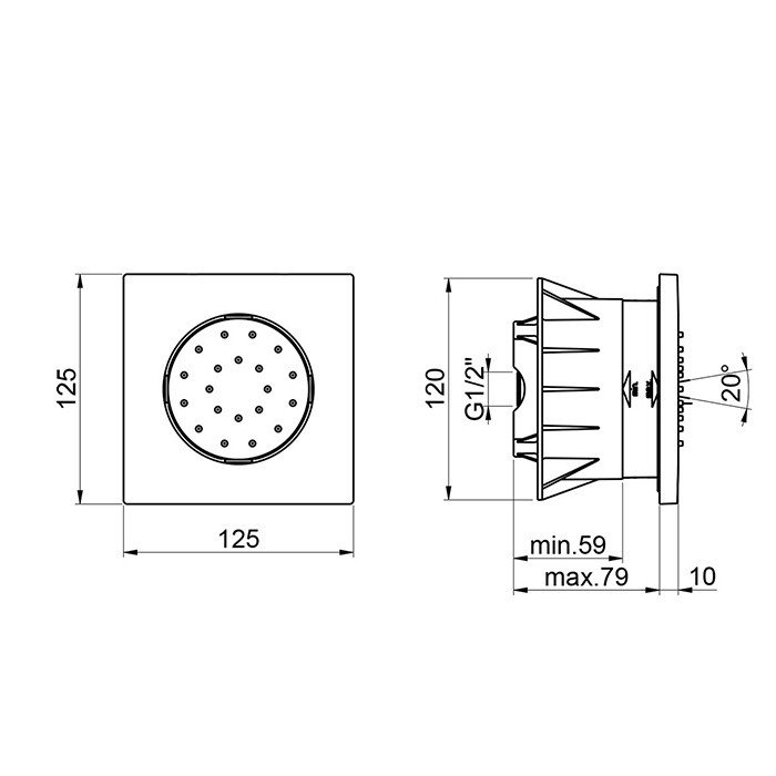 Форсунка ALMAR Emotion Square E044085.CR схема 2