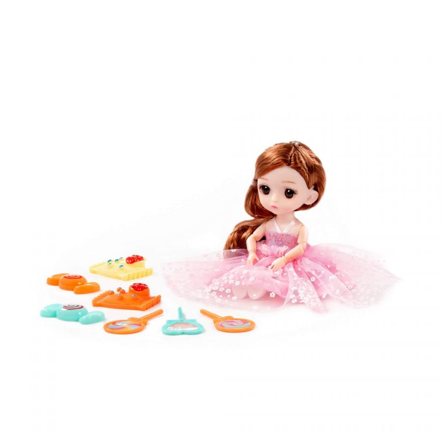 Кукла "Маша" (16 см) в пышном платье + аксессуары (7 элементов) (в коробке №2)