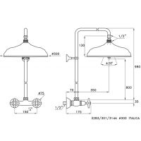 Душевой комплект Stella Italica 3283/301/314A-90: смеситель штанга+верхний душ 90мм схема 8