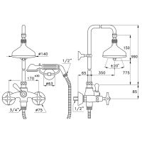 Душевой комплект Stella Italica 3284/33-90: смеситель штанга+ручной+верхний душ 90мм схема 4