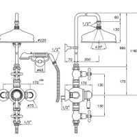 Душевой комплект Stella Roma IS3284/33-220: термостатический смеситель штанга+ручной+верхний душ 220мм схема 2