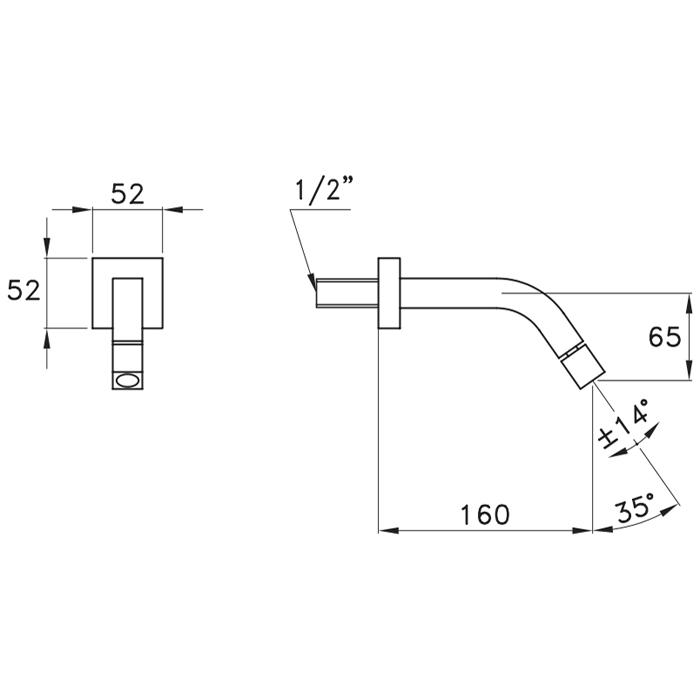 Настенный излив для раковины 868 Stella Bamboo Quadro схема 2