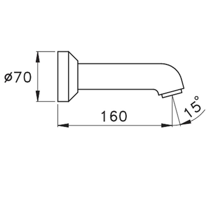 Настенный излив для ванны 0/250 длина 160мм Stella Box схема 2