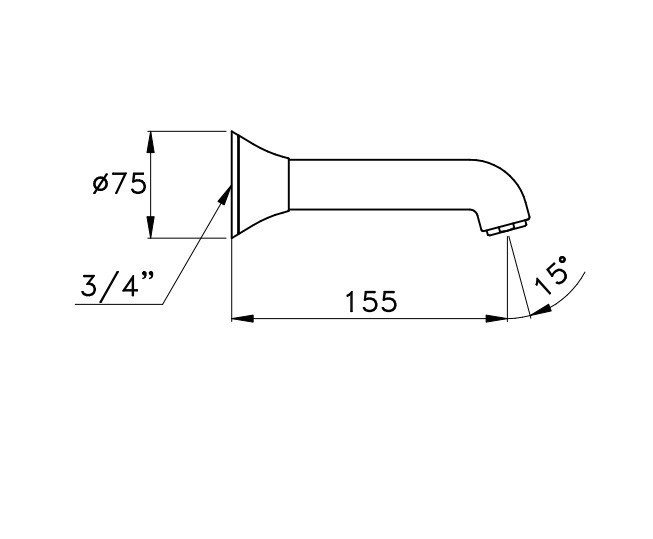 Излив для наполнения ванны Stella 130 CT 09000 CR00 схема 2