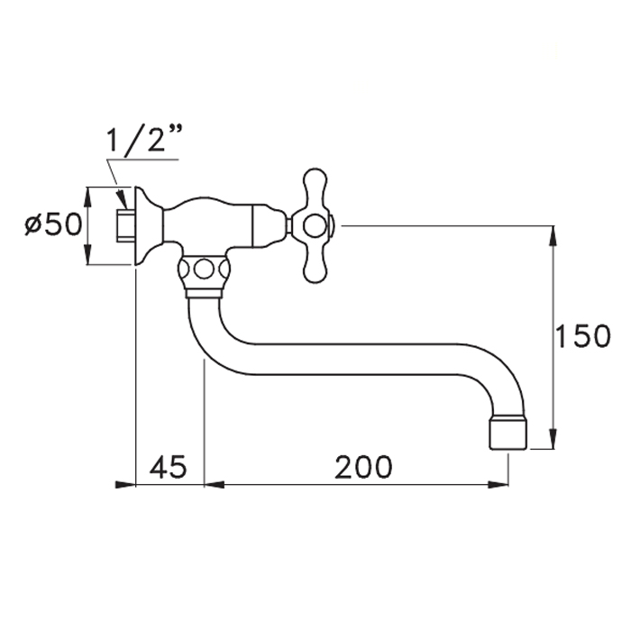 Настенный смеситель Stella Roma 3194/200 излив 200мм схема 2