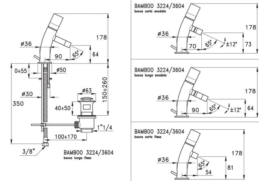 Смеситель для раковины Stella Bamboo BT 00100 схема 4