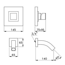 Встраиваемый смеситель Stella Bamboo Quadro для раковины 3250MC ФОТО