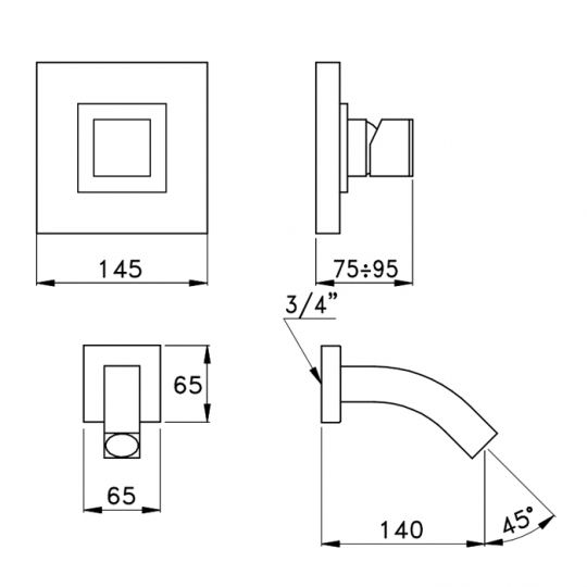 Встраиваемый смеситель Stella Bamboo Quadro для раковины 3250MC ФОТО