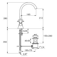 Смеситель для раковины Stella 130 CT 00004 CR00 схема 3