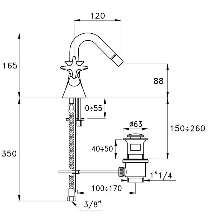 Смеситель для биде Stella 130 CT 00204 CR00 схема 3