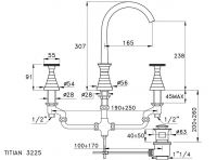 Смеситель для раковины Stella Titian TT 00015 AU02 на 3 отверстия схема 2