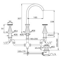 Смеситель для раковины Stella Titian TT 00015 AU02 на 3 отверстия схема 5