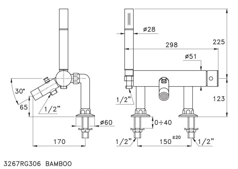 Смеситель для ванны Stella Bamboo BT 02306 ФОТО