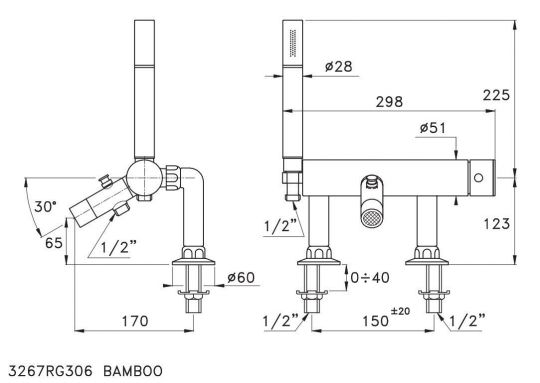 Смеситель для ванны Stella Bamboo BT 02306 ФОТО