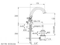 Смеситель Stella Eccelsa для раковины на 1 отверстие 3217M с донным клапаном схема 4