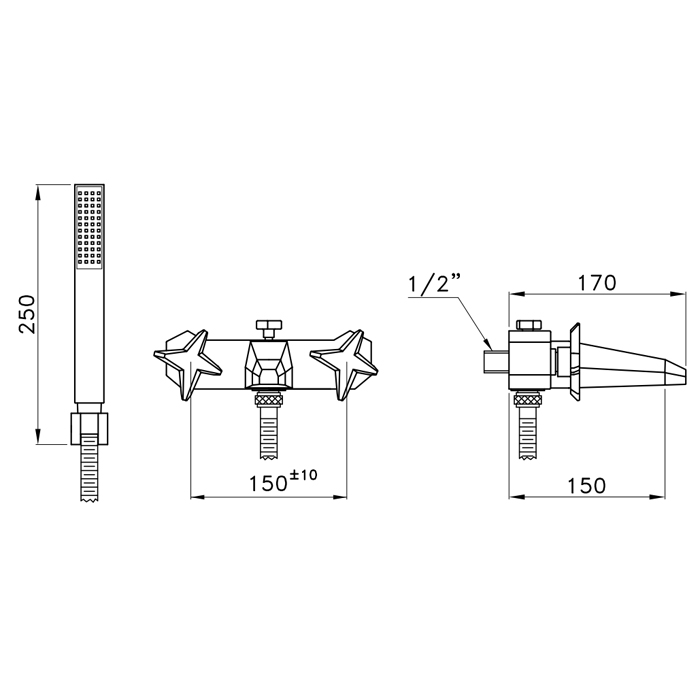 Смеситель для душа Stella Titian TT 01300 схема 3