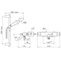 Смеситель для ванны Stella Casanova CS 01301 схема 3