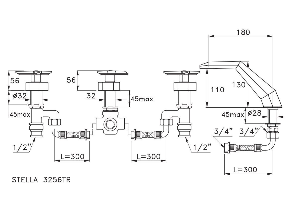 Смеситель для ванны Stella Titian TT 01301 схема 2