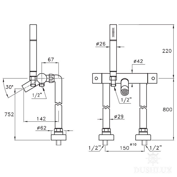 Смеситель для душа Stella Casanova CS 01300 схема 2